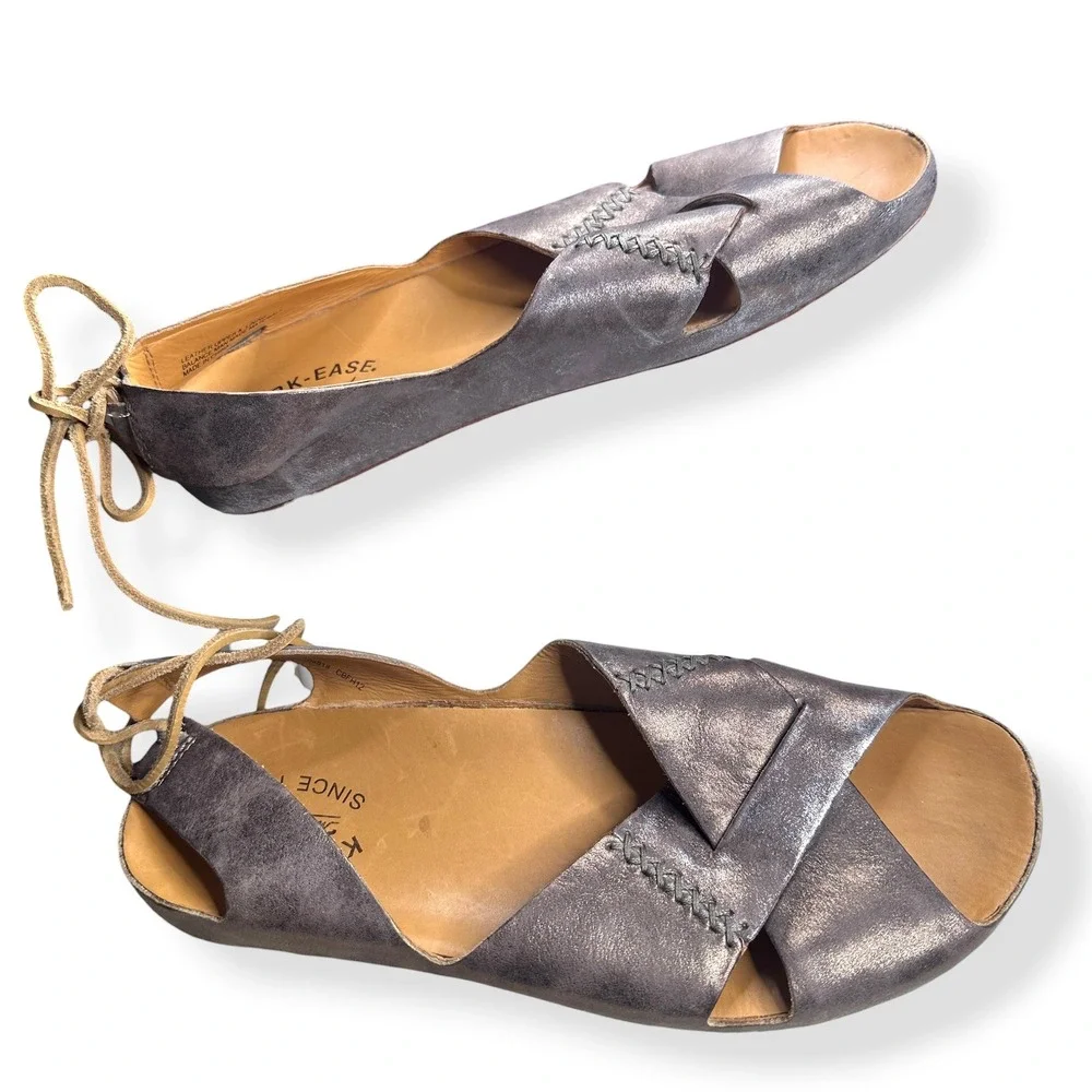 Kork-Ease Rebecca Sandal Metallic Leather‎ Pewter Boho Festival Womens 10/42